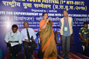 Chief Guest Ms. M.P.Nirmala I.A.S, delivering address during Inauguration of 1st National Youth Festival-2017